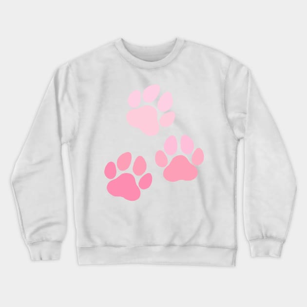 Walking Paw Prints- Pink! Crewneck Sweatshirt by jenartfart